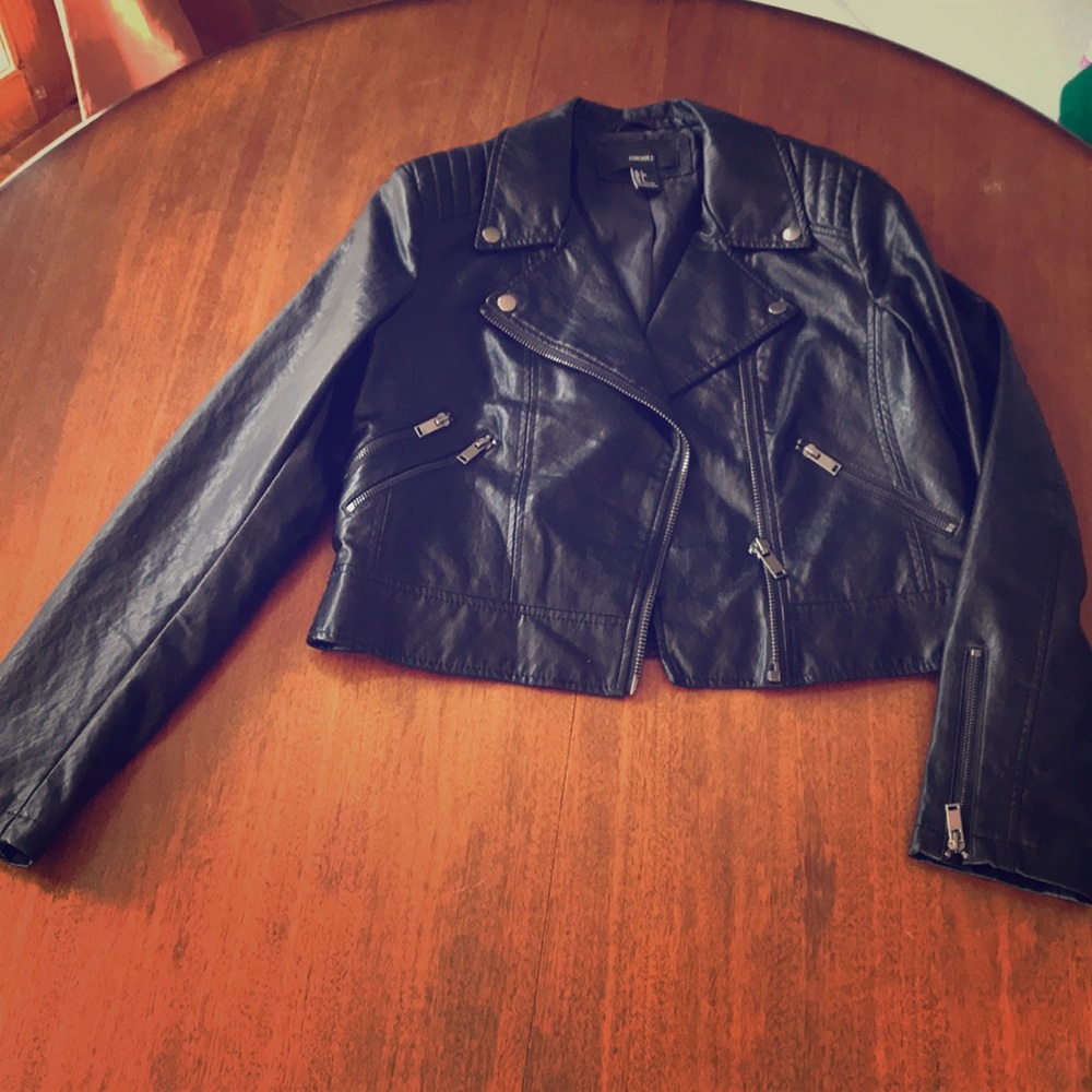 Forever 21 size L black leather jacket